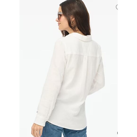 J Crew Factory Gauze Cotton Button Front Top Blouse Women's Size XXS Summer - Picture 9 of 9